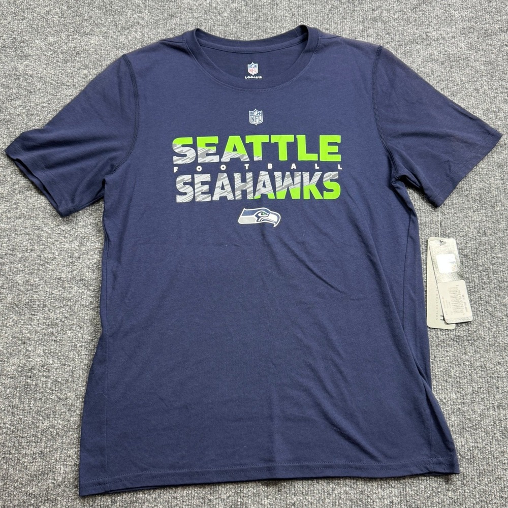 NWT NFL Seattle Seahawks Youth T-Shirt Navy Blue Short Sleeve L 14/16 Football